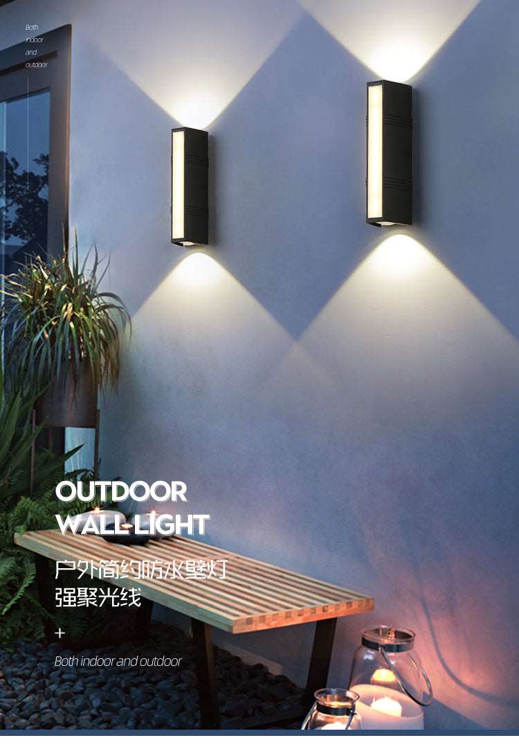 Exterior wall lamp outdoor wall lamp waterproof courtyard gate balcony lamp led up and down lighting creative double head simple lamp