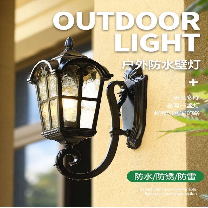 American outdoor solar balcony corridor corridor waterproof villa new rural outdoor gate courtyard European wall lamp