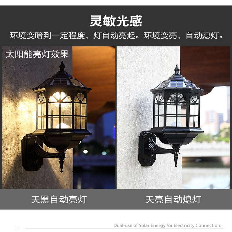 American outdoor solar balcony corridor corridor waterproof villa new rural outdoor gate courtyard European wall lamp