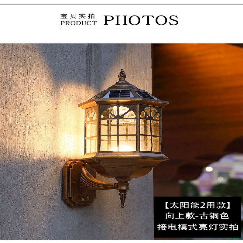 American outdoor solar balcony corridor corridor waterproof villa new rural outdoor gate courtyard European wall lamp