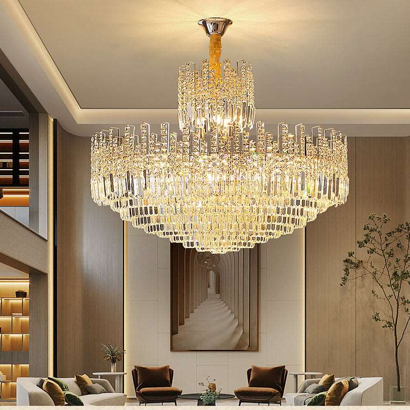 French all -copper living room chandelier American retro bedroom restaurant lights Italian light luxury lamp creative crystal chandelier