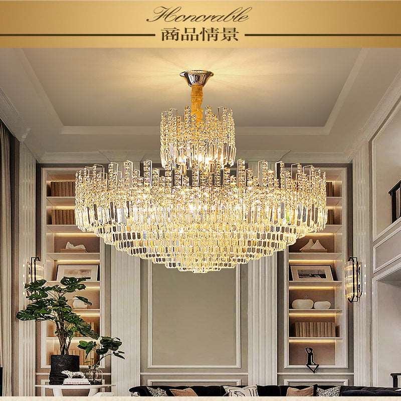 French all -copper living room chandelier American retro bedroom restaurant lights Italian light luxury lamp creative crystal chandelier