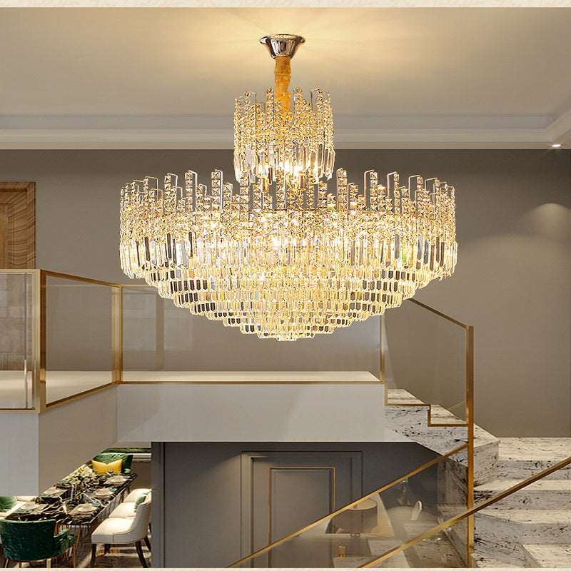 French all -copper living room chandelier American retro bedroom restaurant lights Italian light luxury lamp creative crystal chandelier