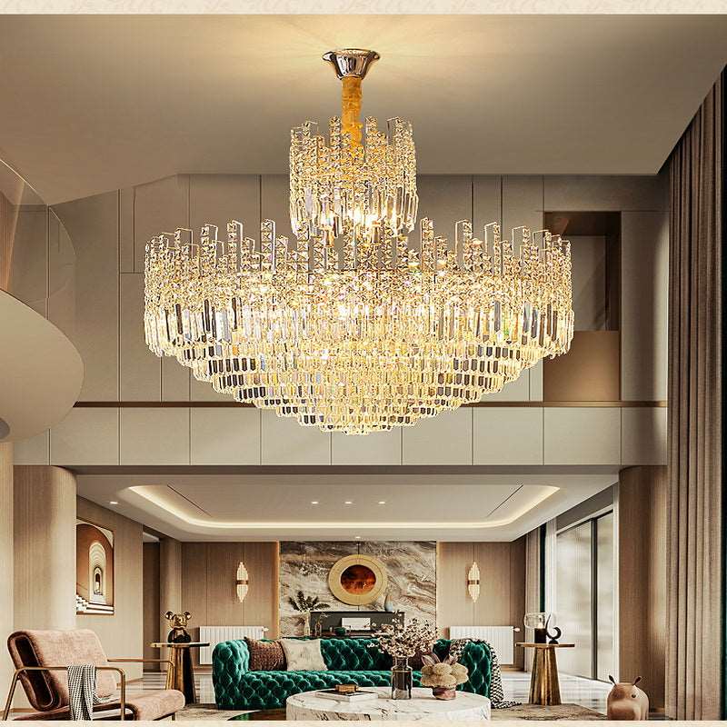 French all -copper living room chandelier American retro bedroom restaurant lights Italian light luxury lamp creative crystal chandelier