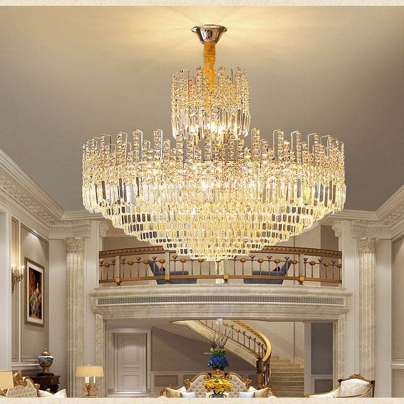 French all -copper living room chandelier American retro bedroom restaurant lights Italian light luxury lamp creative crystal chandelier