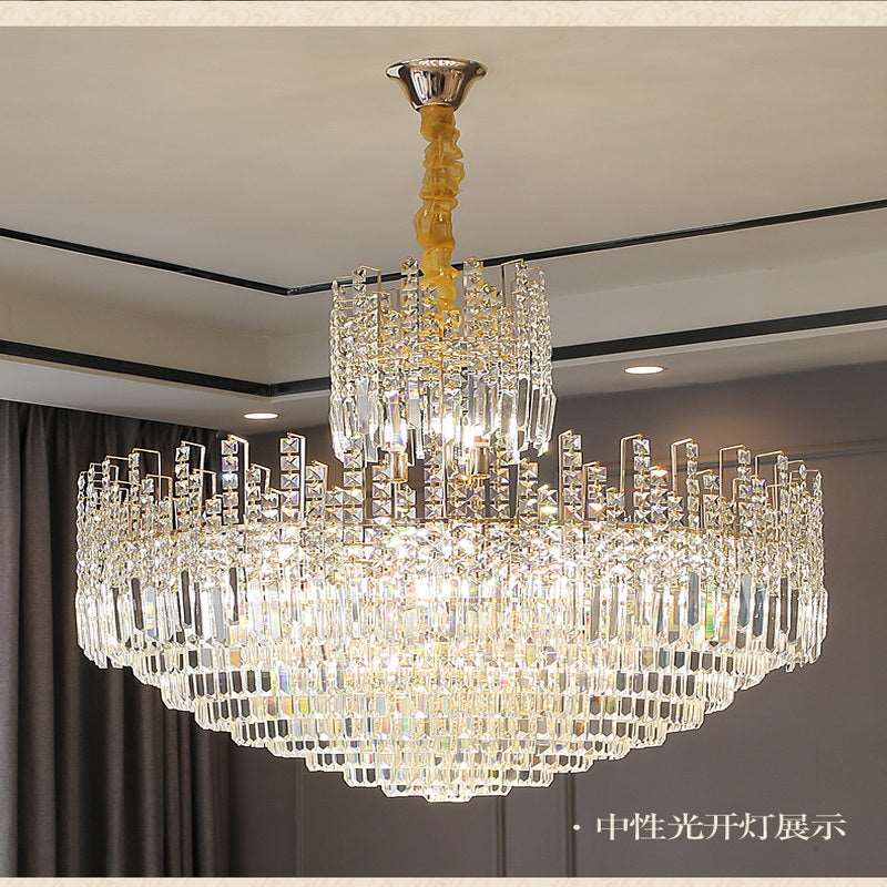 French all -copper living room chandelier American retro bedroom restaurant lights Italian light luxury lamp creative crystal chandelier