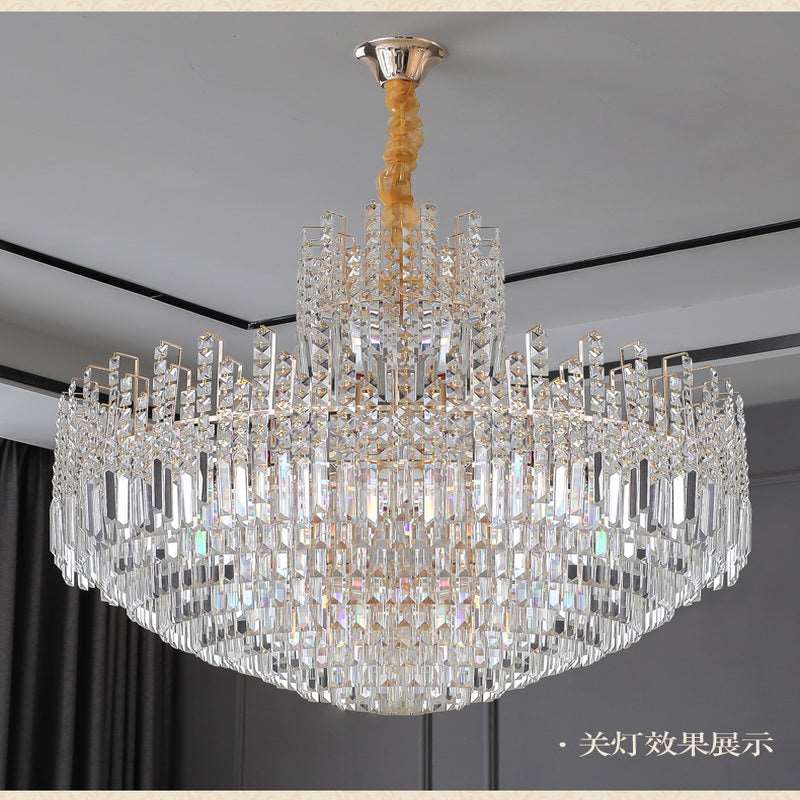 French all -copper living room chandelier American retro bedroom restaurant lights Italian light luxury lamp creative crystal chandelier