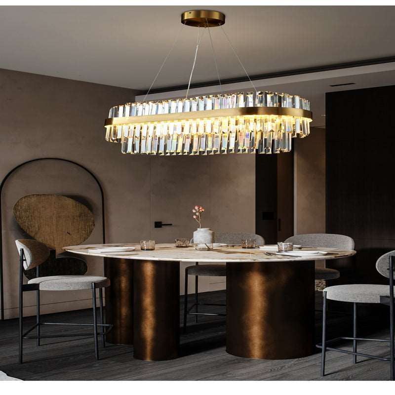 French all -copper living room chandelier American retro bedroom restaurant lights Italian light luxury lamp creative crystal chandelier