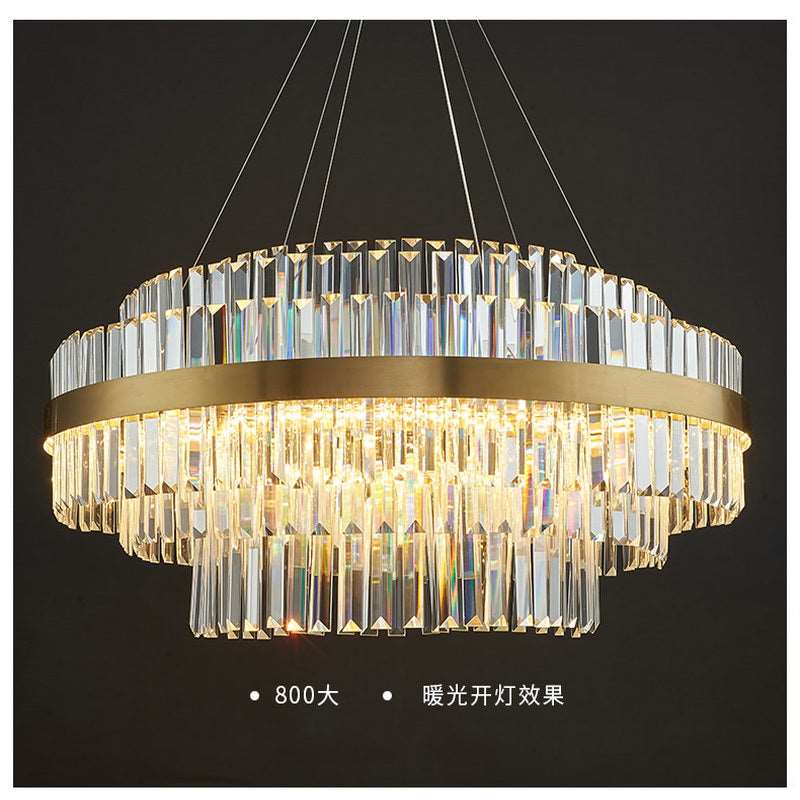 French all -copper living room chandelier American retro bedroom restaurant lights Italian light luxury lamp creative crystal chandelier