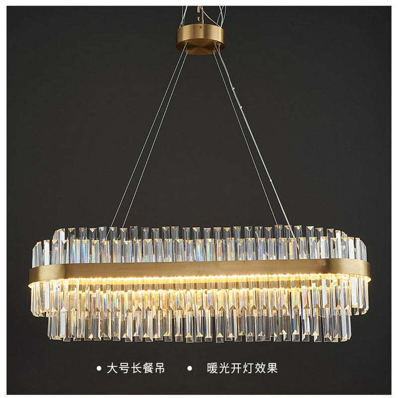 French all -copper living room chandelier American retro bedroom restaurant lights Italian light luxury lamp creative crystal chandelier