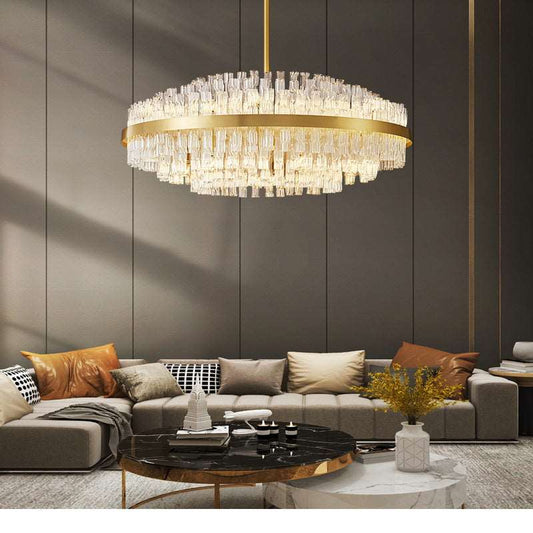 French all -copper living room chandelier American retro bedroom restaurant lights Italian light luxury lamp creative crystal chandelier