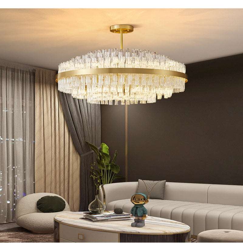 French all -copper living room chandelier American retro bedroom restaurant lights Italian light luxury lamp creative crystal chandelier