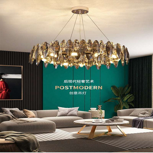 French all -copper living room chandelier American retro bedroom restaurant lights Italian light luxury lamp creative crystal chandelier