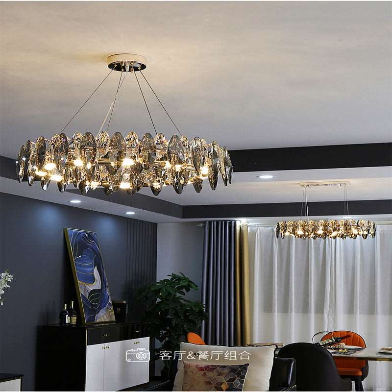 French all -copper living room chandelier American retro bedroom restaurant lights Italian light luxury lamp creative crystal chandelier