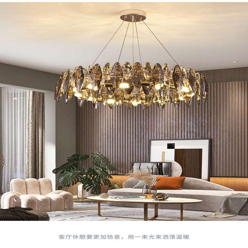 French all -copper living room chandelier American retro bedroom restaurant lights Italian light luxury lamp creative crystal chandelier