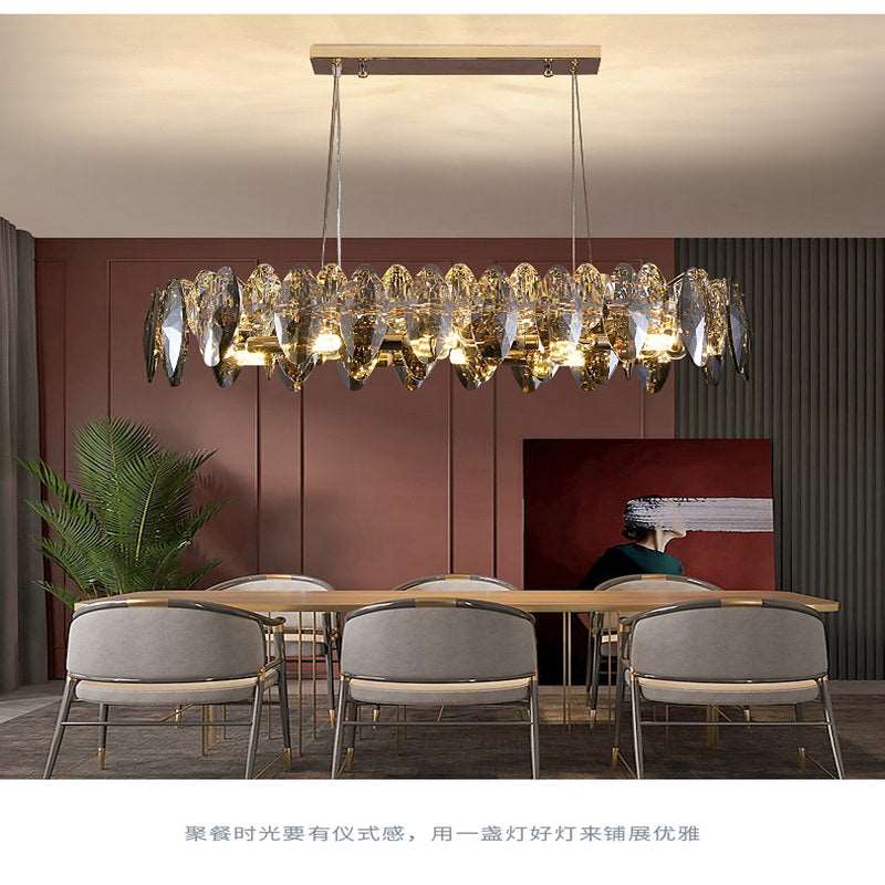 French all -copper living room chandelier American retro bedroom restaurant lights Italian light luxury lamp creative crystal chandelier