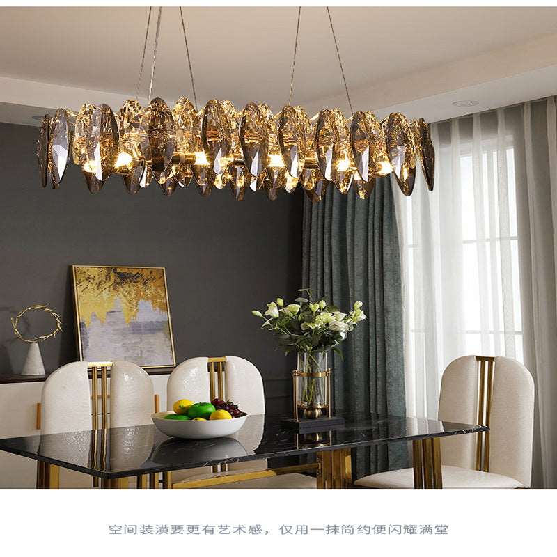 French all -copper living room chandelier American retro bedroom restaurant lights Italian light luxury lamp creative crystal chandelier