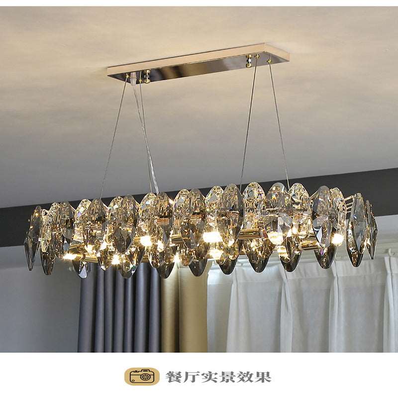 French all -copper living room chandelier American retro bedroom restaurant lights Italian light luxury lamp creative crystal chandelier