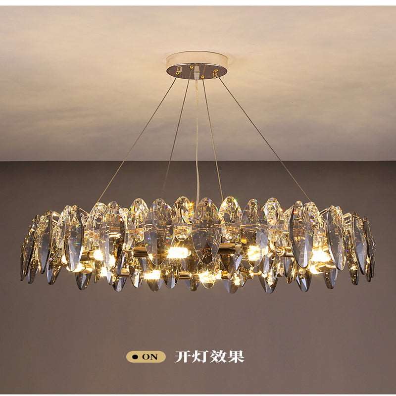 French all -copper living room chandelier American retro bedroom restaurant lights Italian light luxury lamp creative crystal chandelier