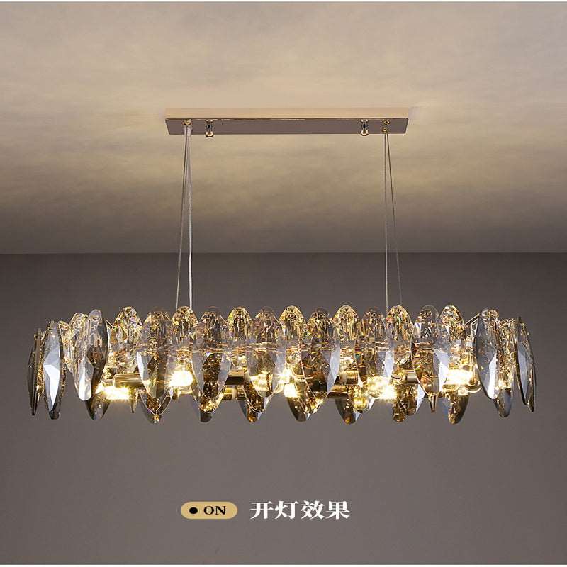 French all -copper living room chandelier American retro bedroom restaurant lights Italian light luxury lamp creative crystal chandelier