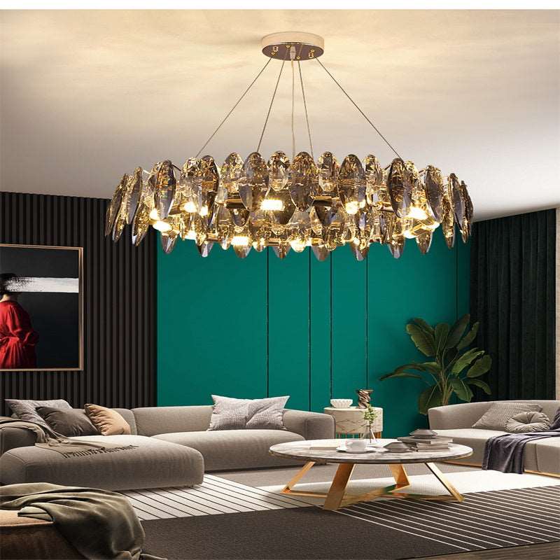 French all -copper living room chandelier American retro bedroom restaurant lights Italian light luxury lamp creative crystal chandelier