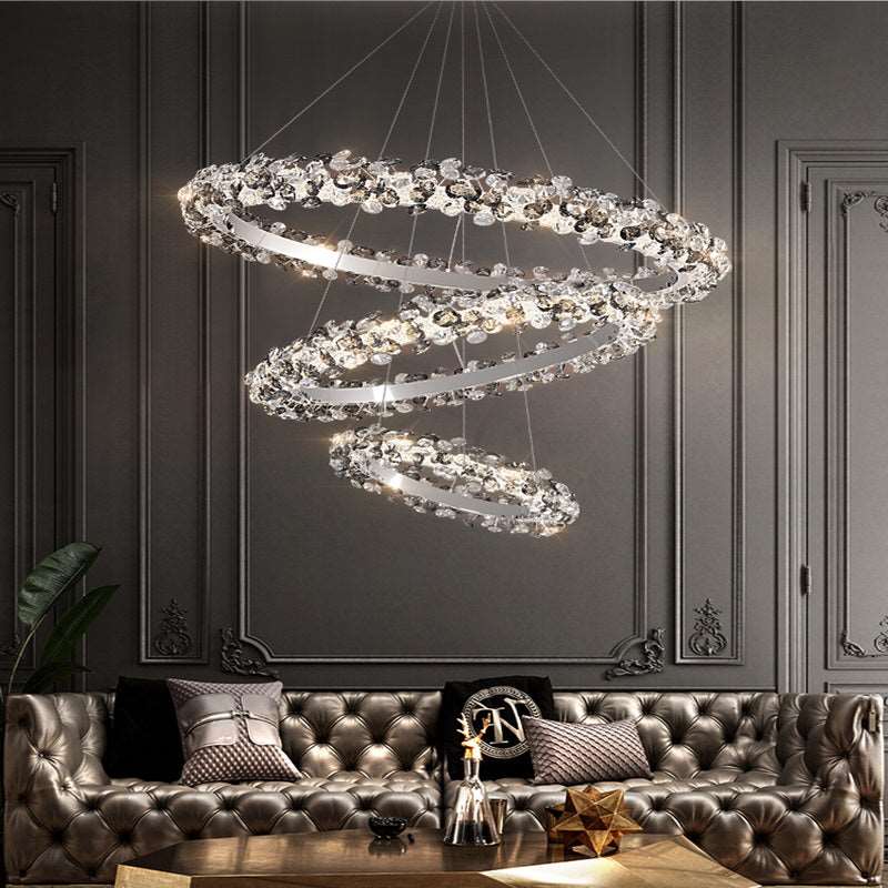 French all -copper living room chandelier American retro bedroom restaurant lights Italian light luxury lamp creative crystal chandelier