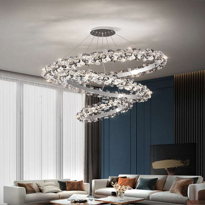 French all -copper living room chandelier American retro bedroom restaurant lights Italian light luxury lamp creative crystal chandelier