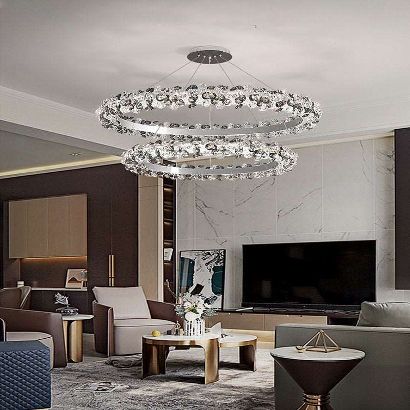 French all -copper living room chandelier American retro bedroom restaurant lights Italian light luxury lamp creative crystal chandelier