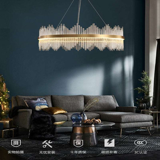 French all -copper living room chandelier American retro bedroom restaurant lights Italian light luxury lamp creative crystal chandelier