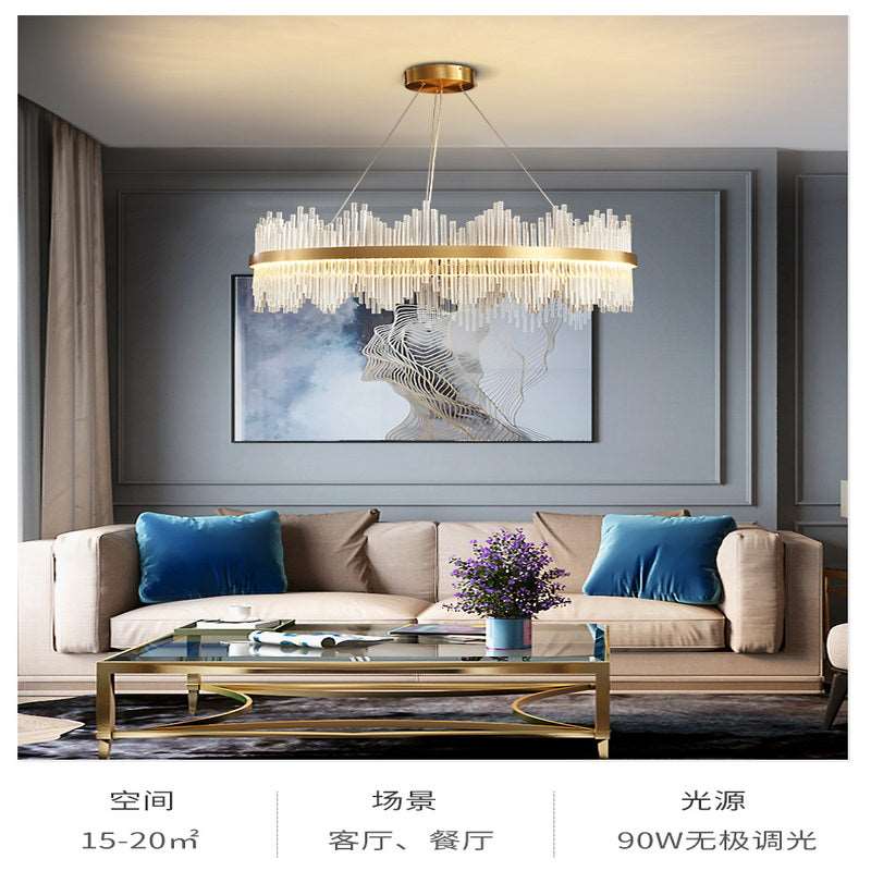 French all -copper living room chandelier American retro bedroom restaurant lights Italian light luxury lamp creative crystal chandelier