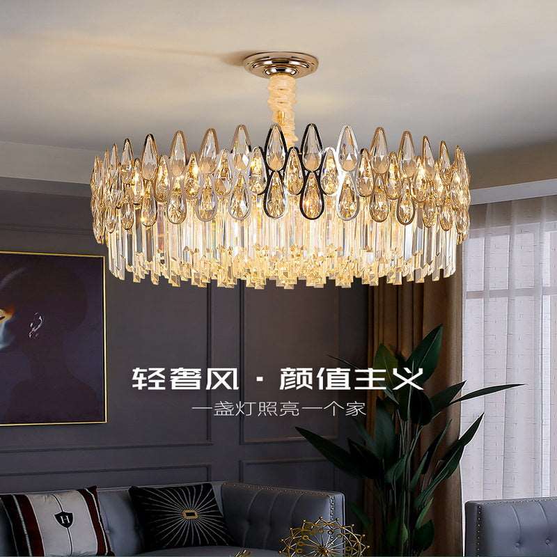 French all -copper living room chandelier American retro bedroom restaurant lights Italian light luxury lamp creative crystal chandelier