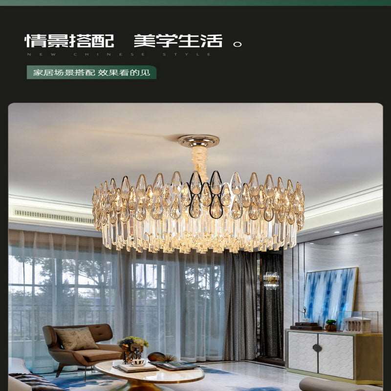 French all -copper living room chandelier American retro bedroom restaurant lights Italian light luxury lamp creative crystal chandelier