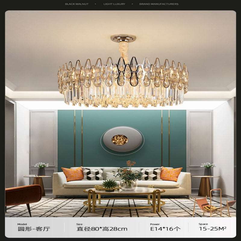 French all -copper living room chandelier American retro bedroom restaurant lights Italian light luxury lamp creative crystal chandelier