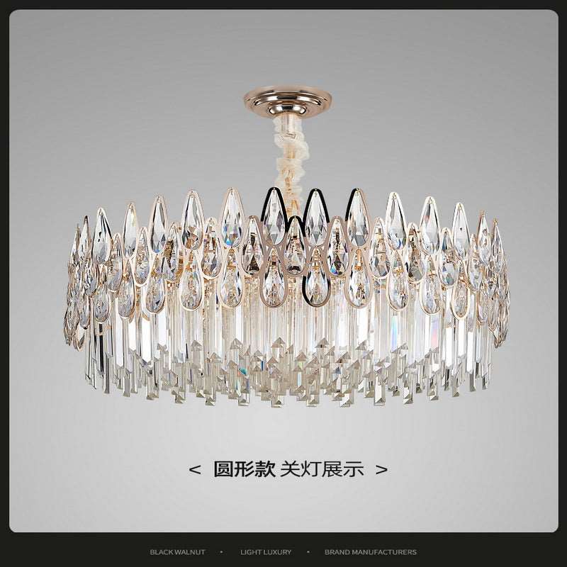 French all -copper living room chandelier American retro bedroom restaurant lights Italian light luxury lamp creative crystal chandelier