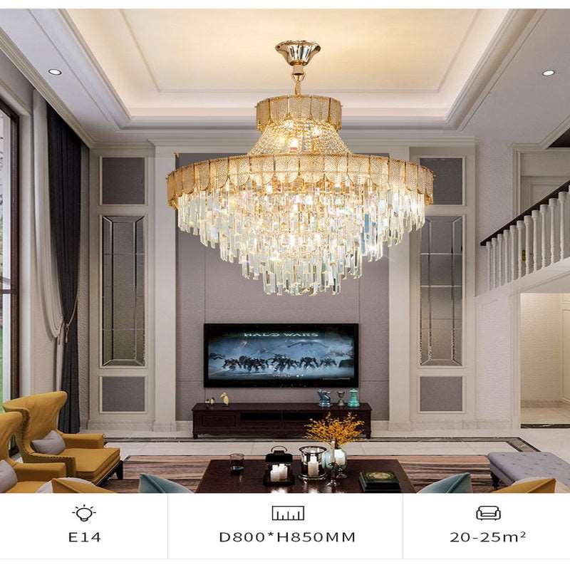 French all -copper living room chandelier American retro bedroom restaurant lights Italian light luxury lamp creative crystal chandelier