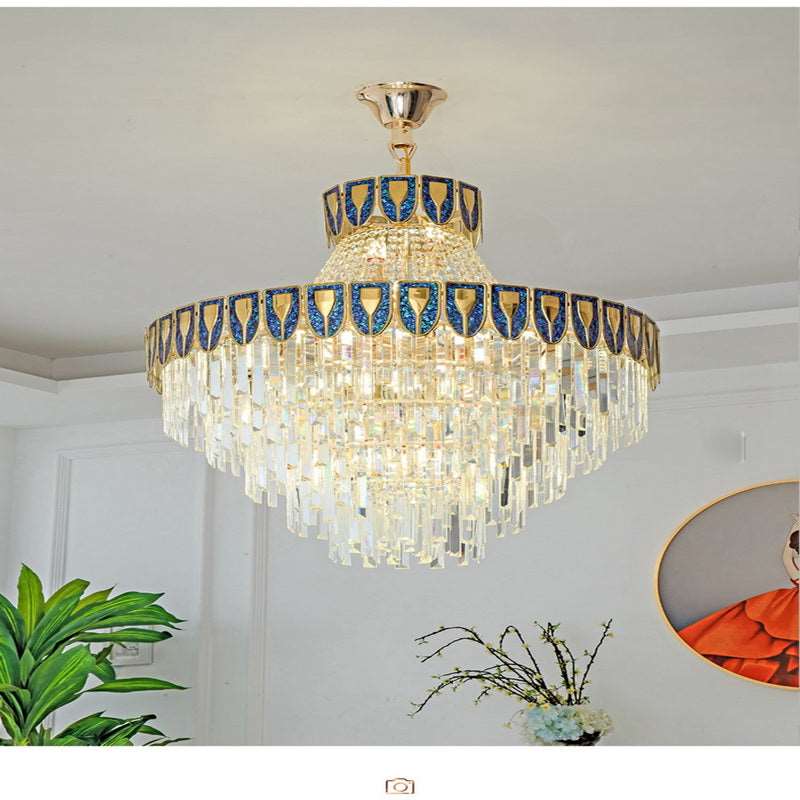 French all -copper living room chandelier American retro bedroom restaurant lights Italian light luxury lamp creative crystal chandelier