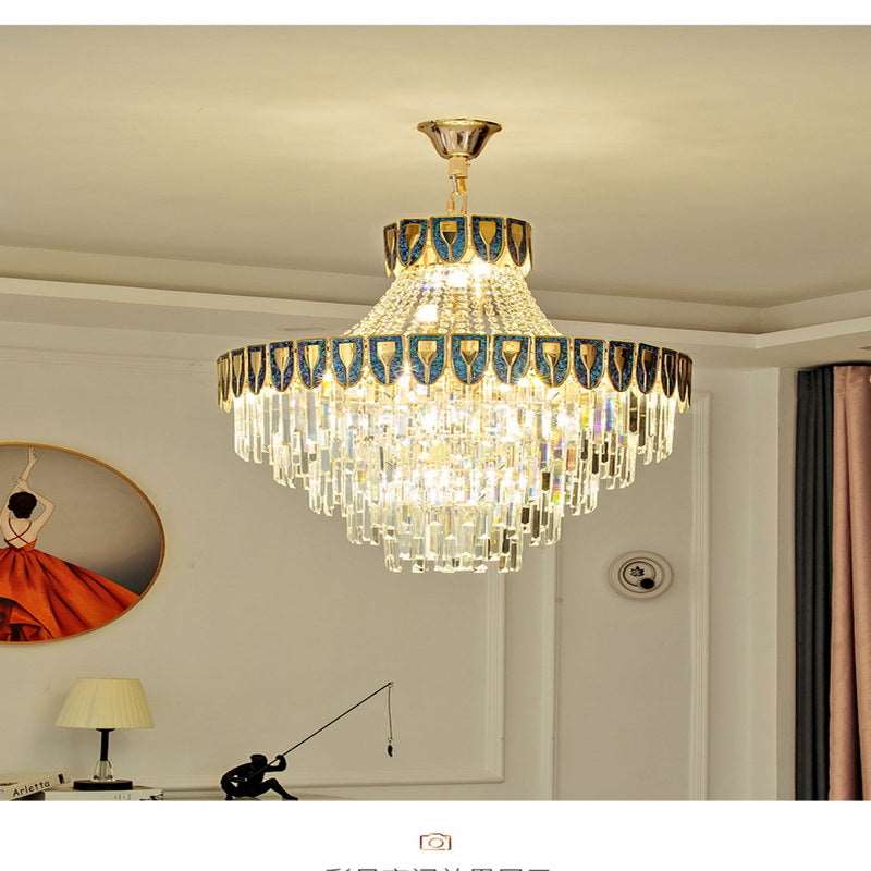 French all -copper living room chandelier American retro bedroom restaurant lights Italian light luxury lamp creative crystal chandelier