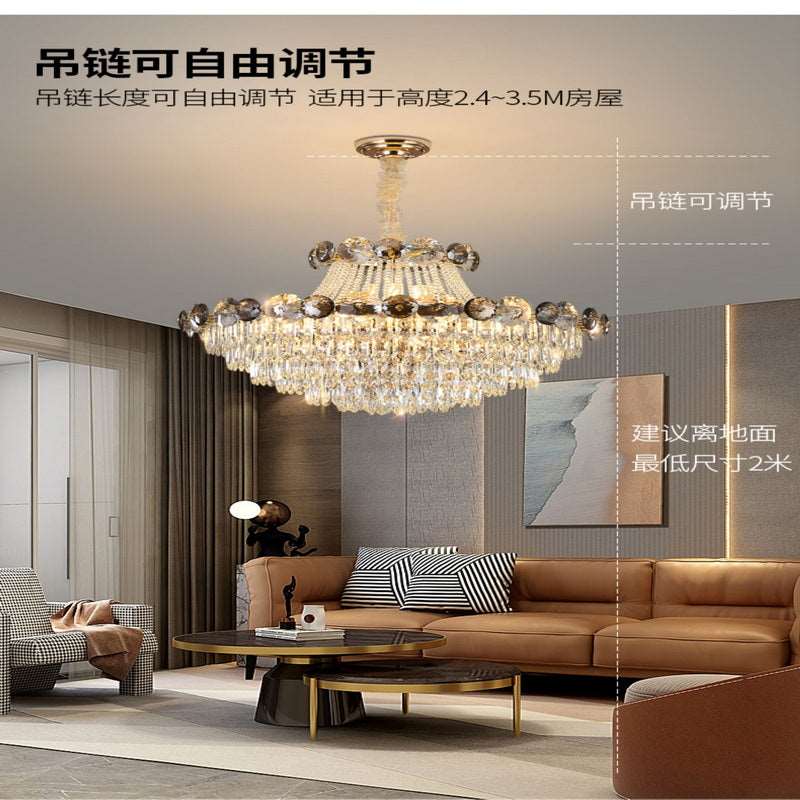 French all -copper living room chandelier American retro bedroom restaurant lights Italian light luxury lamp creative crystal chandelier