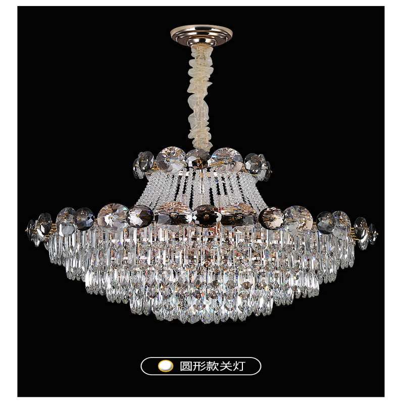 French all -copper living room chandelier American retro bedroom restaurant lights Italian light luxury lamp creative crystal chandelier