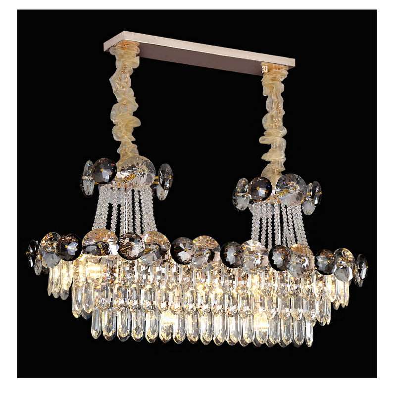 French all -copper living room chandelier American retro bedroom restaurant lights Italian light luxury lamp creative crystal chandelier