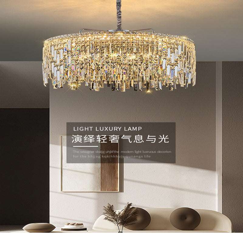 French all -copper living room chandelier American retro bedroom restaurant lights Italian light luxury lamp creative crystal chandelier