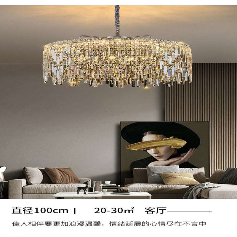 French all -copper living room chandelier American retro bedroom restaurant lights Italian light luxury lamp creative crystal chandelier