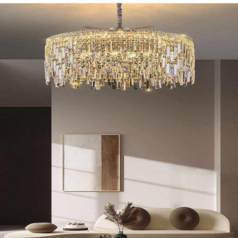 French all -copper living room chandelier American retro bedroom restaurant lights Italian light luxury lamp creative crystal chandelier