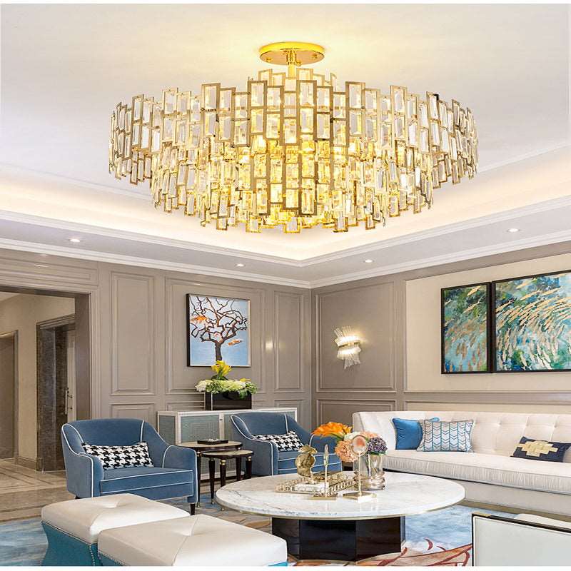 French all -copper living room chandelier American retro bedroom restaurant lights Italian light luxury lamp creative crystal chandelier