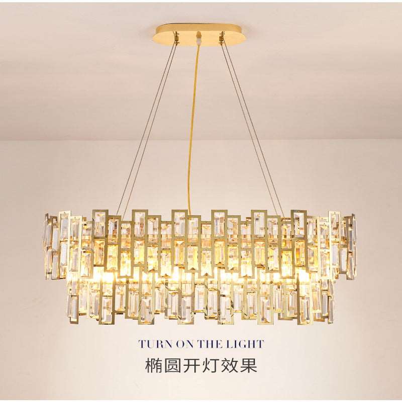 French all -copper living room chandelier American retro bedroom restaurant lights Italian light luxury lamp creative crystal chandelier