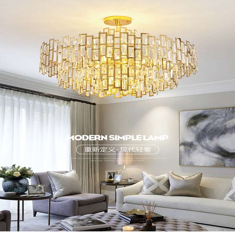 French all -copper living room chandelier American retro bedroom restaurant lights Italian light luxury lamp creative crystal chandelier