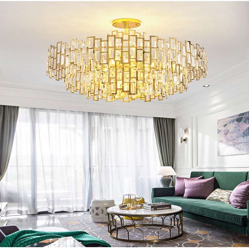 French all -copper living room chandelier American retro bedroom restaurant lights Italian light luxury lamp creative crystal chandelier