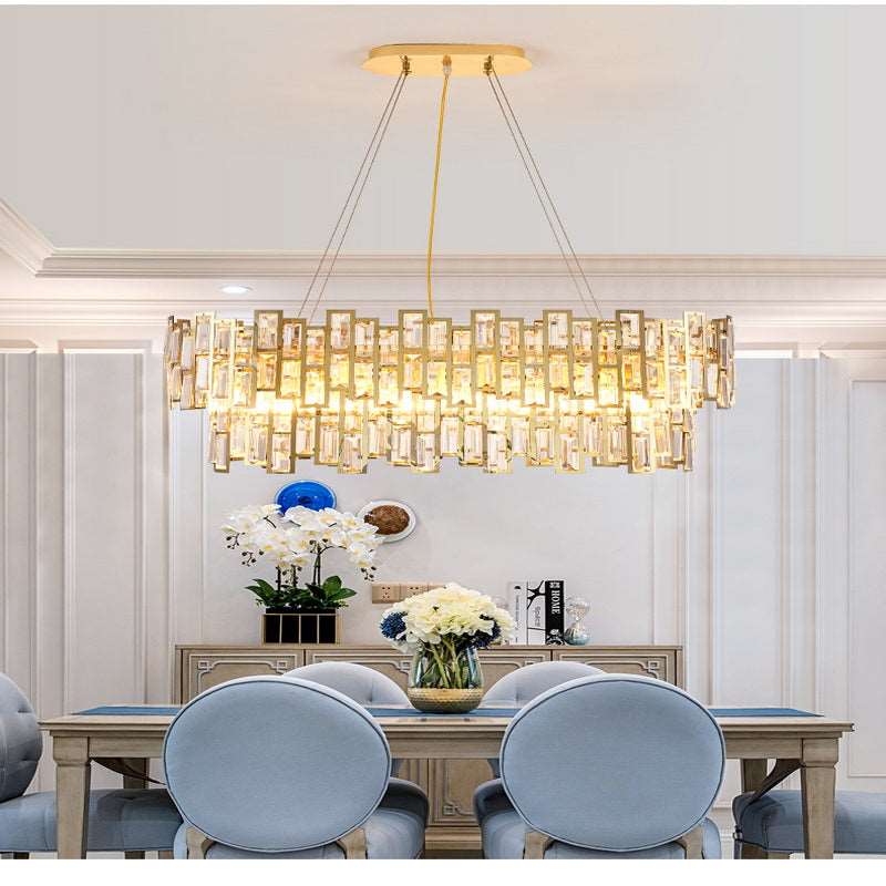 French all -copper living room chandelier American retro bedroom restaurant lights Italian light luxury lamp creative crystal chandelier