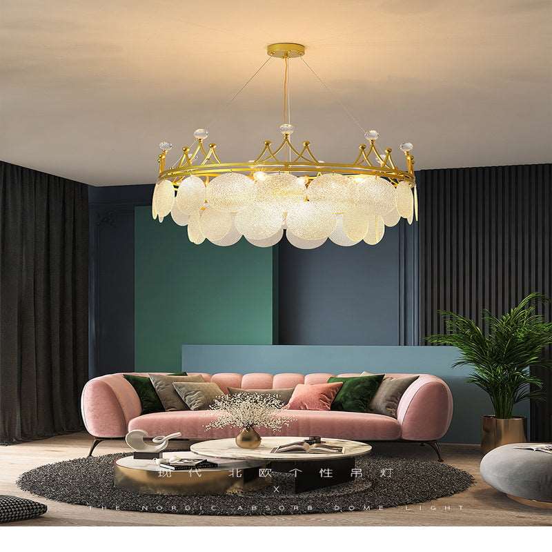 French all -copper living room chandelier American retro bedroom restaurant lights Italian light luxury lamp creative crystal chandelier