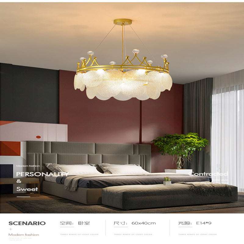 French all -copper living room chandelier American retro bedroom restaurant lights Italian light luxury lamp creative crystal chandelier